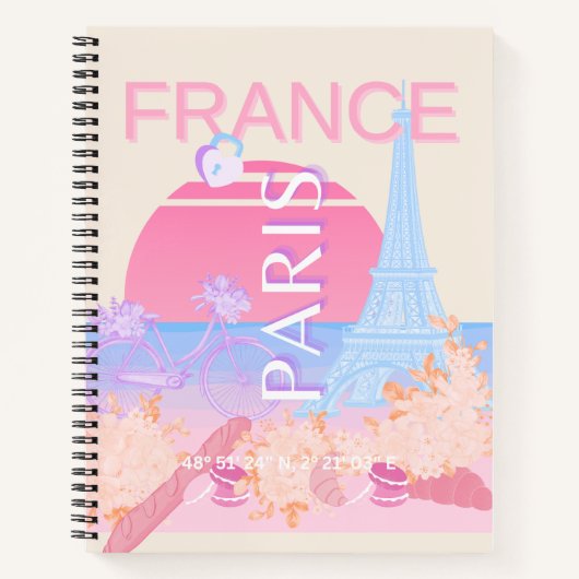 Paris, Frankreich, Travel Art, Preppy, Pastell Notizblock (Vorderseite)