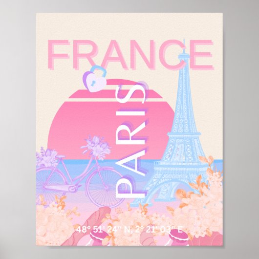 Paris, Frankreich, Travel Art, Preppy, Pastell Poster (Vorne)