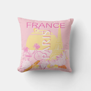Paris, Frankreich, Travel Art, Preppy, Pink Kissen