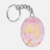 Paris, Frankreich, Travel Art, Preppy, Pink Schlüsselanhänger (Vorderseite links)