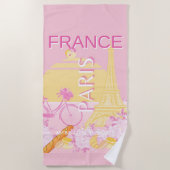 Paris, Frankreich, Travel Art, Preppy, Pink Strandtuch (Vorderseite)