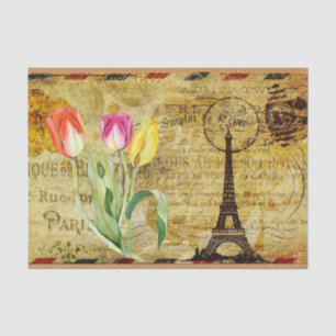 Paris Frankreich Tulpen Dekoupage Vintage Ephemera Seidenpapier