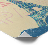 Paris-Frankreich-Typografie und Eiffelturm Poster (Ecke)