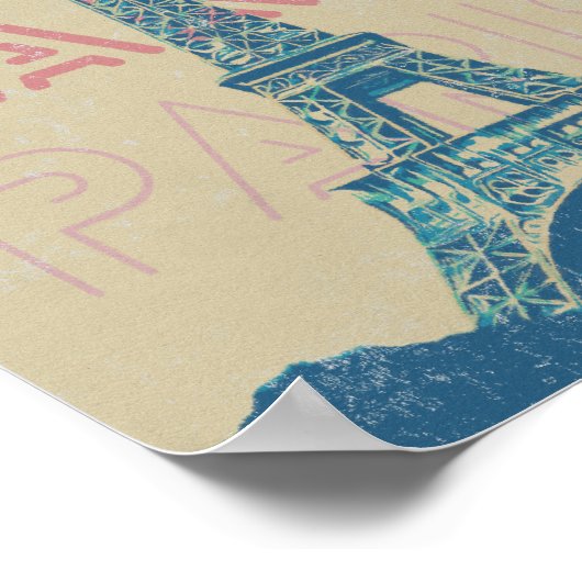 Paris-Frankreich-Typografie und Eiffelturm Poster (Ecke)