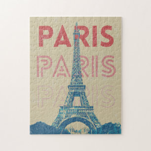 Paris-Frankreich-Typografie und Eiffelturm Puzzle
