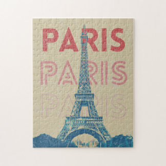 Paris-Frankreich-Typografie und Eiffelturm Puzzle
