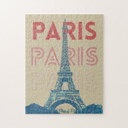 Paris-Frankreich-Typografie und Eiffelturm Puzzle (Vertikal)