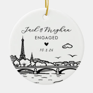 Paris Frankreich Verlobt Eiffelturm Skizze Benutze Keramik Ornament