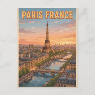 Paris Frankreich Vintage-Anime-Reisepostkarte Postkarte