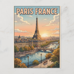 Paris Frankreich Vintage-Anime-Reisepostkarte Postkarte