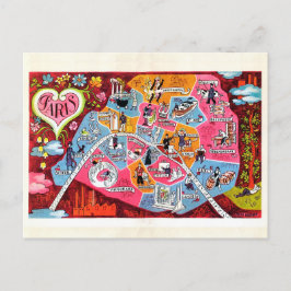 Paris Frankreich Vintage farbenfrohe Karte