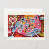 Paris Frankreich Vintage farbenfrohe Karte (Vorne/Hinten)