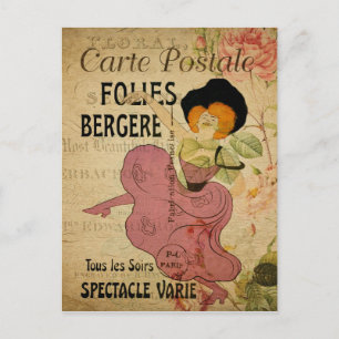 Paris Frankreich Vintage Französische Can-Can-Tänz Postkarte