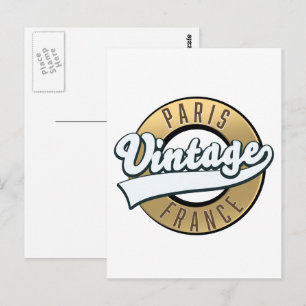 Paris Frankreich Vintage-Logo Postkarte