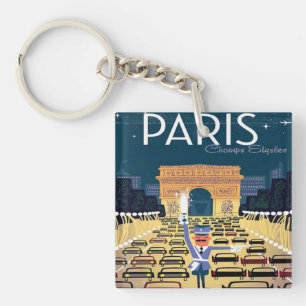Paris Frankreich Vintage-Reise Retro-Tourismus Url Schlüsselanhänger