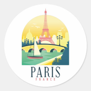 Paris Frankreich Vintage Reise Runder Aufkleber