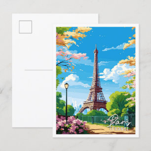 Paris Frankreich Vintage-Reiseillustration Postkarte