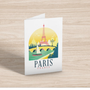 Paris Frankreich Vintage Reisen Faltkarte Karte