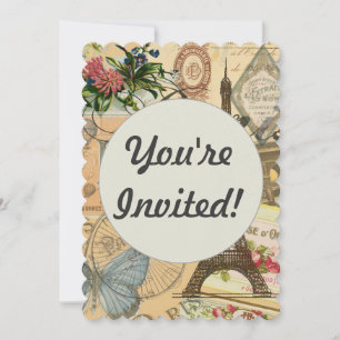 Paris Frankreich Vintage Reisen Kunstvoll wandern Einladung