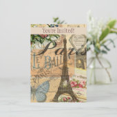 Paris Frankreich Vintage Reisen Kunstvoll wandern Einladung (Stehend Vorderseite)