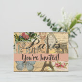 Paris Frankreich Vintage Reisen Kunstvoll wandern Einladung (Stehend Vorderseite)