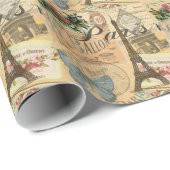 Paris Frankreich Vintage Reisen Kunstvoll wandern Geschenkpapier (Rolleneckpunkt)