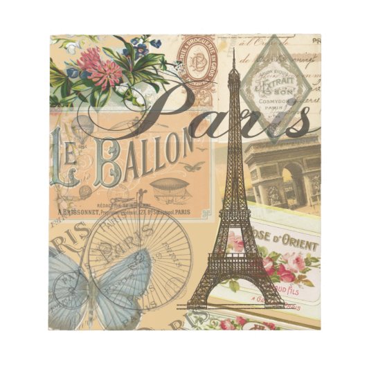 Paris Frankreich Vintage Reisen Kunstvoll wandern Notizblock (Vorderseite)