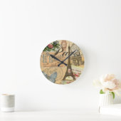 Paris Frankreich Vintage Reisen Kunstvoll wandern Runde Wanduhr (Zuhause)