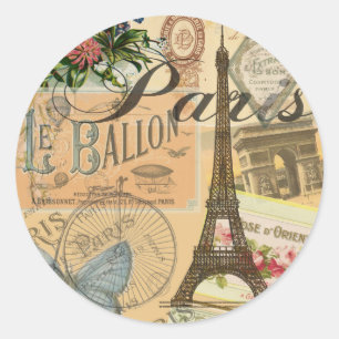 Paris Frankreich Vintage Reisen Kunstvoll wandern Runder Aufkleber