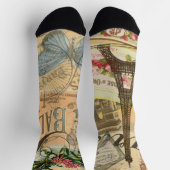 Paris Frankreich Vintage Reisen Kunstvoll wandern Socken (Oben)