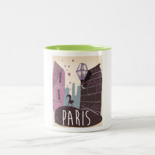 Paris, Frankreich Vintage-Reiseposter. Zweifarbige Tasse