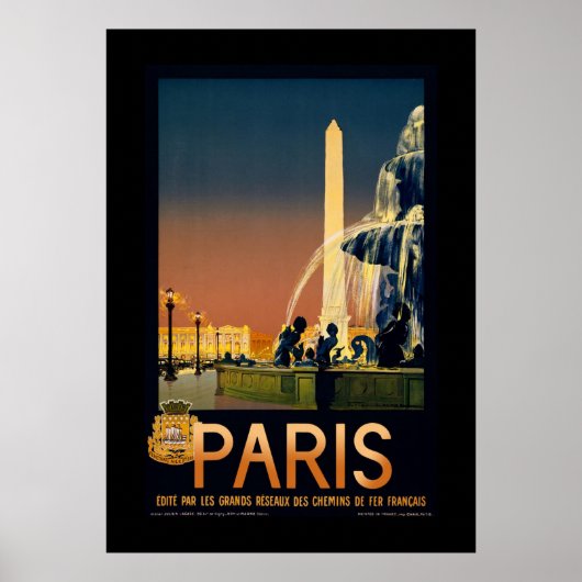 Paris, Frankreich Vintage Travel Art Poster (Vorne)