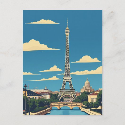 Paris, Frankreich Vintage Travel Art Postkarte (Vorderseite)