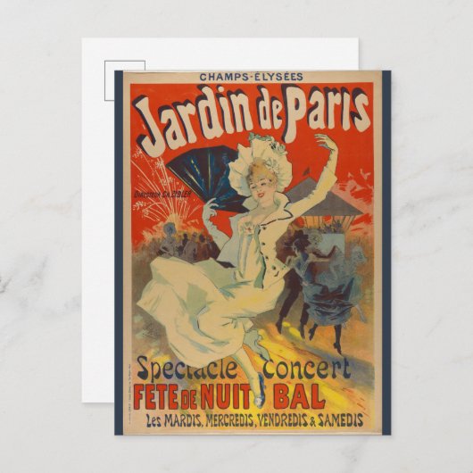 Paris Frankreich Vintages französisches Konzert Postkarte (Vorne/Hinten)