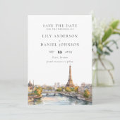 Paris Frankreich Zielort Foto Wedding Save The Date (Stehend Vorderseite)