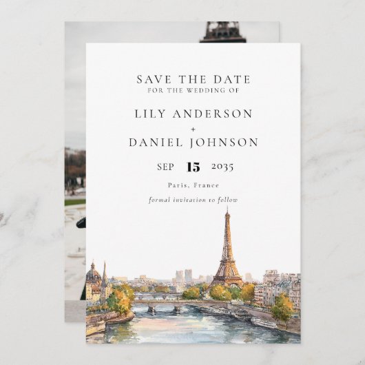 Paris Frankreich Zielort Foto Wedding Save The Date (Vorne/Hinten)