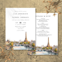 Paris-Frankreich-Zielort in einer Hochzeit Einladung