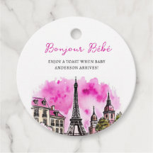 Paris Französisch Bonjour Bebe Pink Black Baby Dus