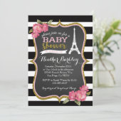 Paris Französisch Eiffel Tower Babydusche Einladun Einladung (Stehend Vorderseite)