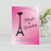 Paris Französisch Eiffel Tower Graduation Party Pi Einladung (Stehend Vorderseite)
