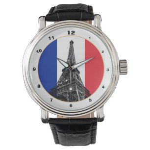 Paris, Französisch-Flagge und Frankreich-Mode / E Armbanduhr