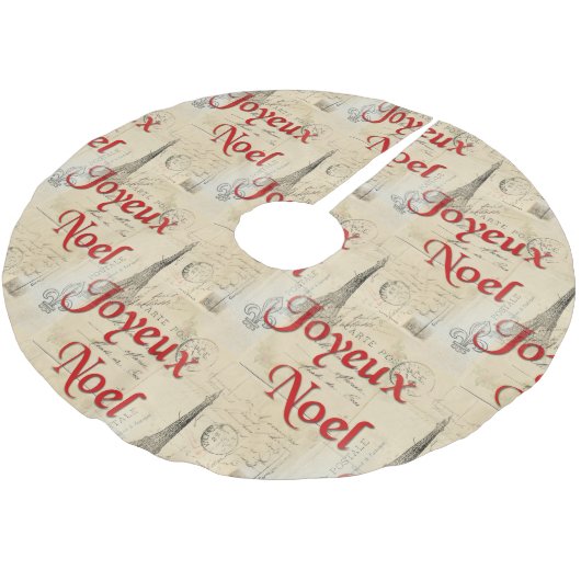 Paris Französisch Postkarten Weihnachtsbaum-Rock Polyester Weihnachtsbaumdecke (Schrägansicht)