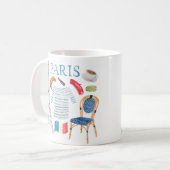 Paris Französisch Wasserfarbe Doodles Tasse (Vorderseite Links)
