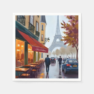 Paris Französisches Café Eiffelturm Aquarell Serviette