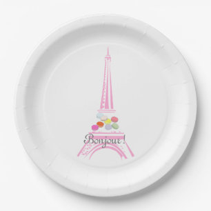 Paris Französisches Macaron Eiffelturm Pappteller