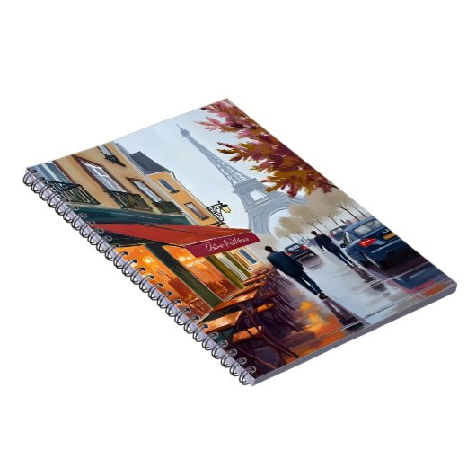 Paris French Cafe Eiffel Tower Watercolor Notizblock (Rechte Seite)