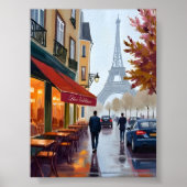 Paris French Café Eiffel Tower Watercolor Poster (Vorne)