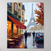 Paris French Café Eiffel Tower Watercolor Poster (Vorne)