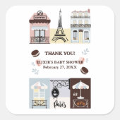 Paris French Cafe Patisserie Baby Shower Quadratischer Aufkleber (Vorderseite)