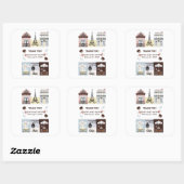 Paris French Cafe Patisserie Baby Shower Quadratischer Aufkleber (Blatt)